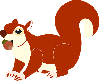 Cartoon_ Squirrel_ Holding_ Nut