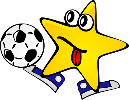 Cartoon Star Playing Soccer