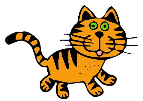 Cartoon Striped Cat Illustration