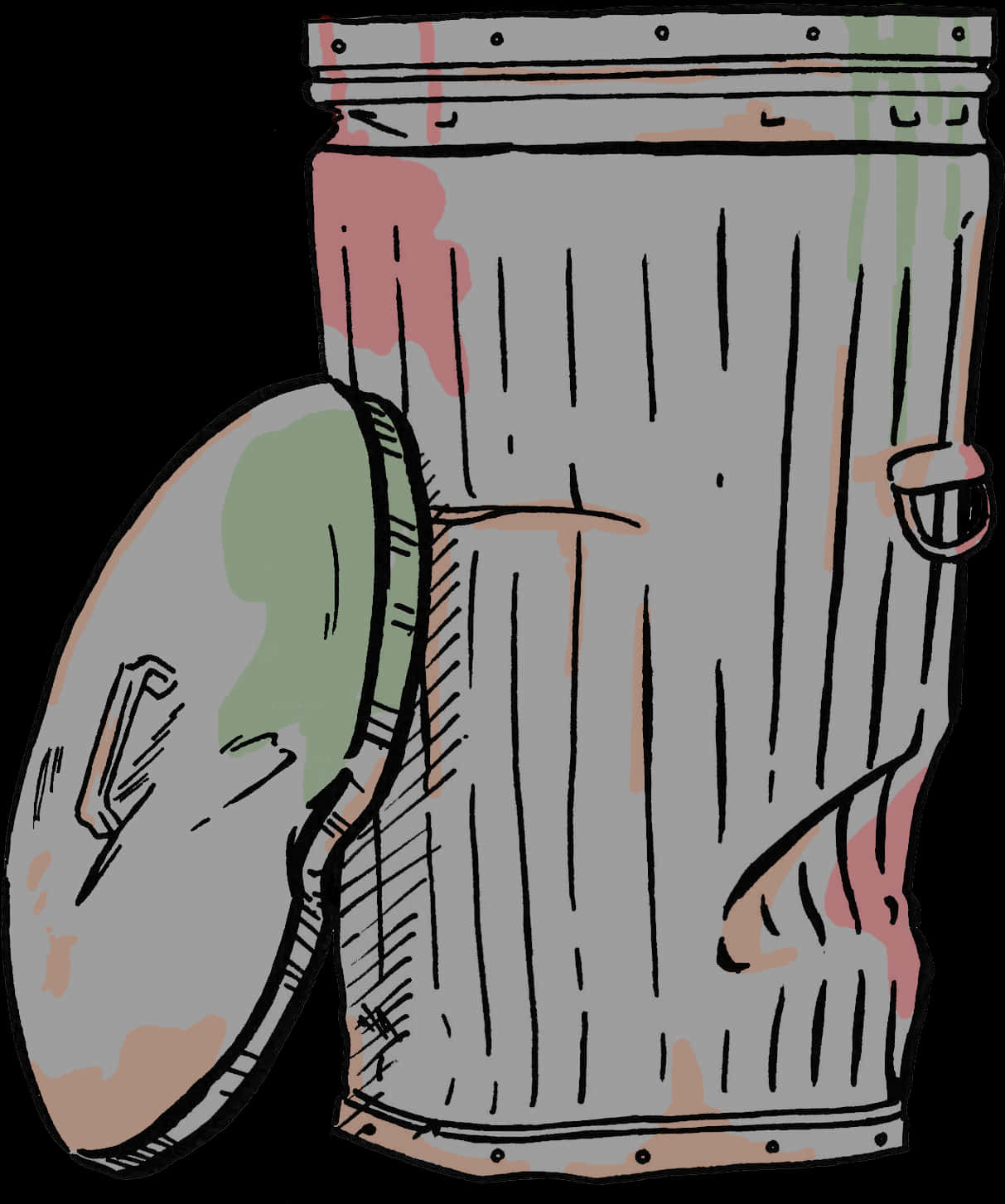 Cartoon Style Dirty Trash Can