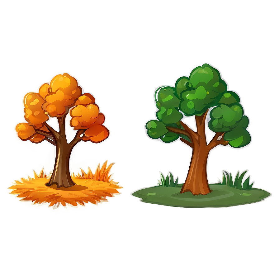 Cartoon Style Fall Trees Png Lbo83