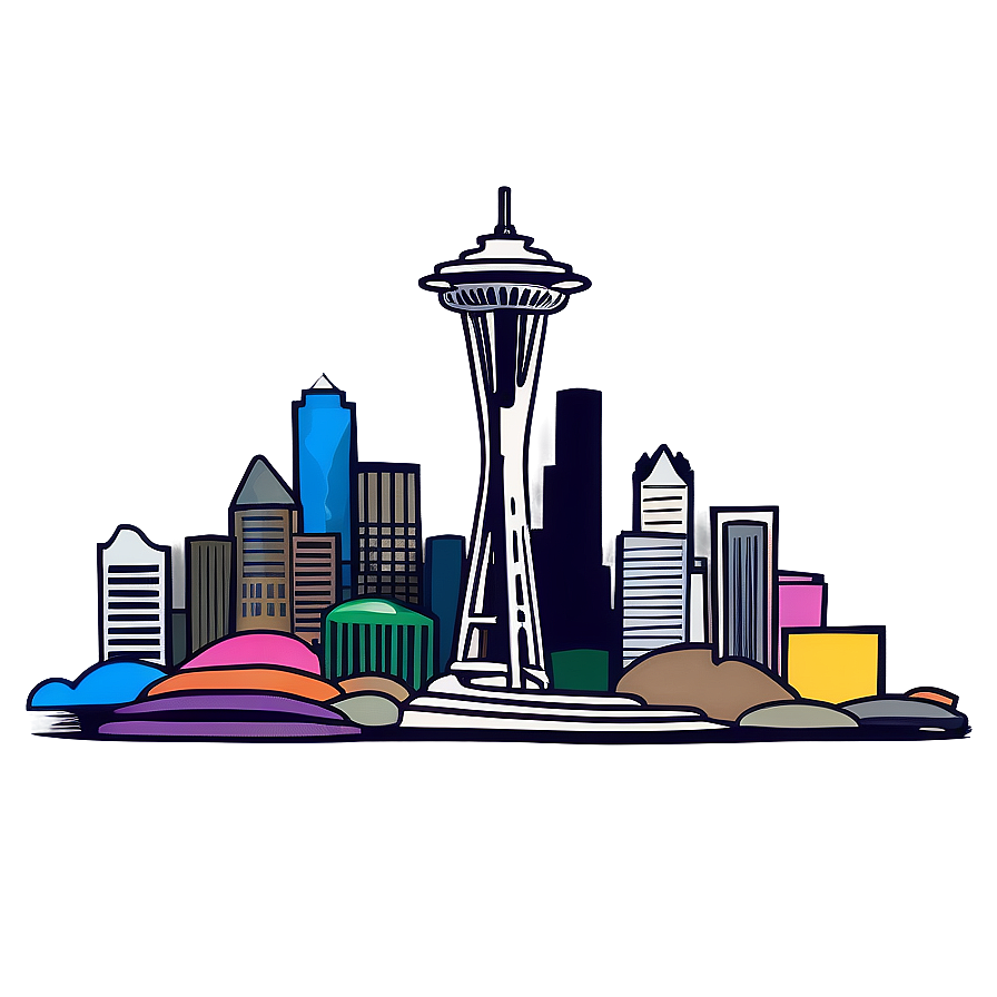 Cartoon Style Seattle Skyline Png 67