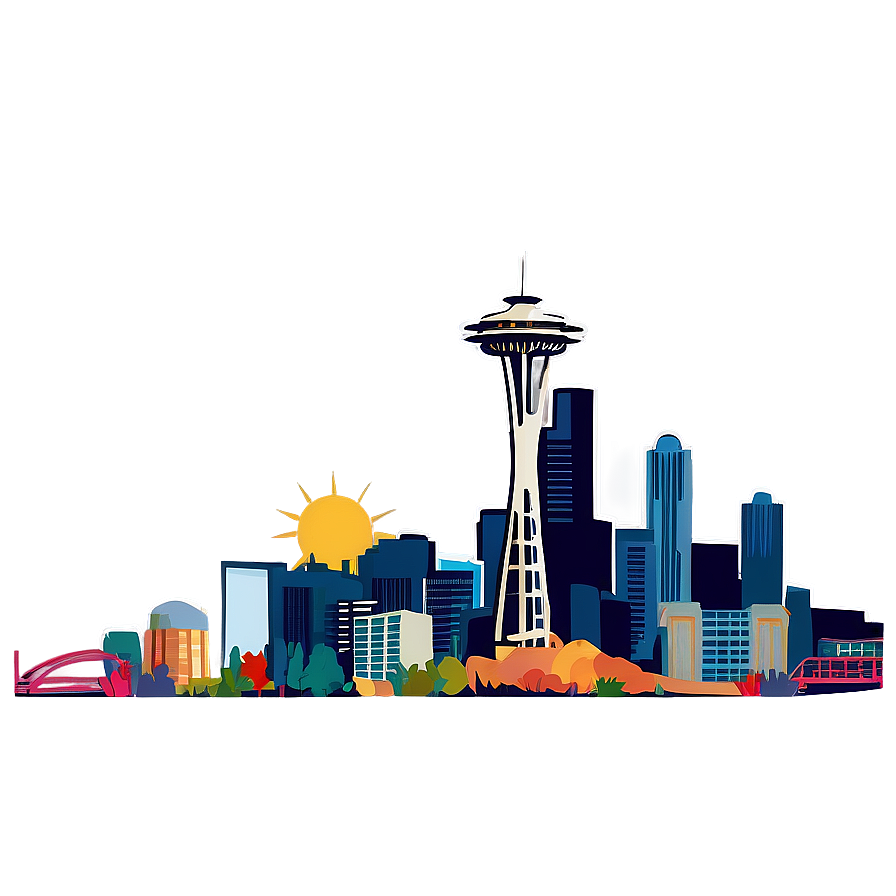 Cartoon Style Seattle Skyline Png Ieo