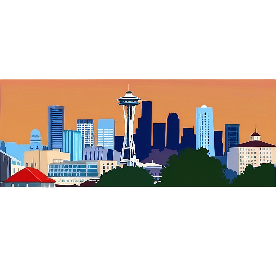 Cartoon Style Seattle Skyline Png Vld78