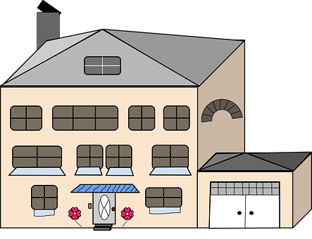 Cartoon Style Two Story House