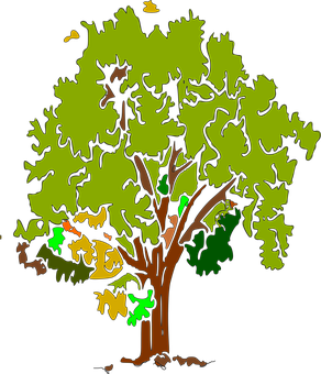 Cartoon Style Vibrant Tree