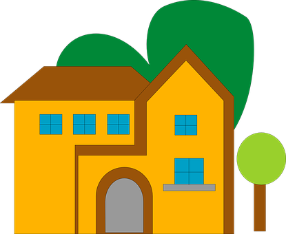 Cartoon Style Yellow House Vector