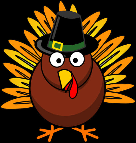 Cartoon Thanksgiving Turkeywith Pilgrim Hat