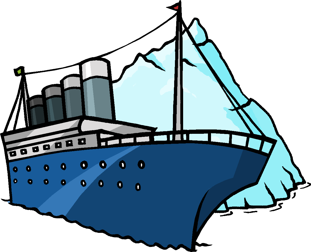 Cartoon Titanic Hitting Iceberg