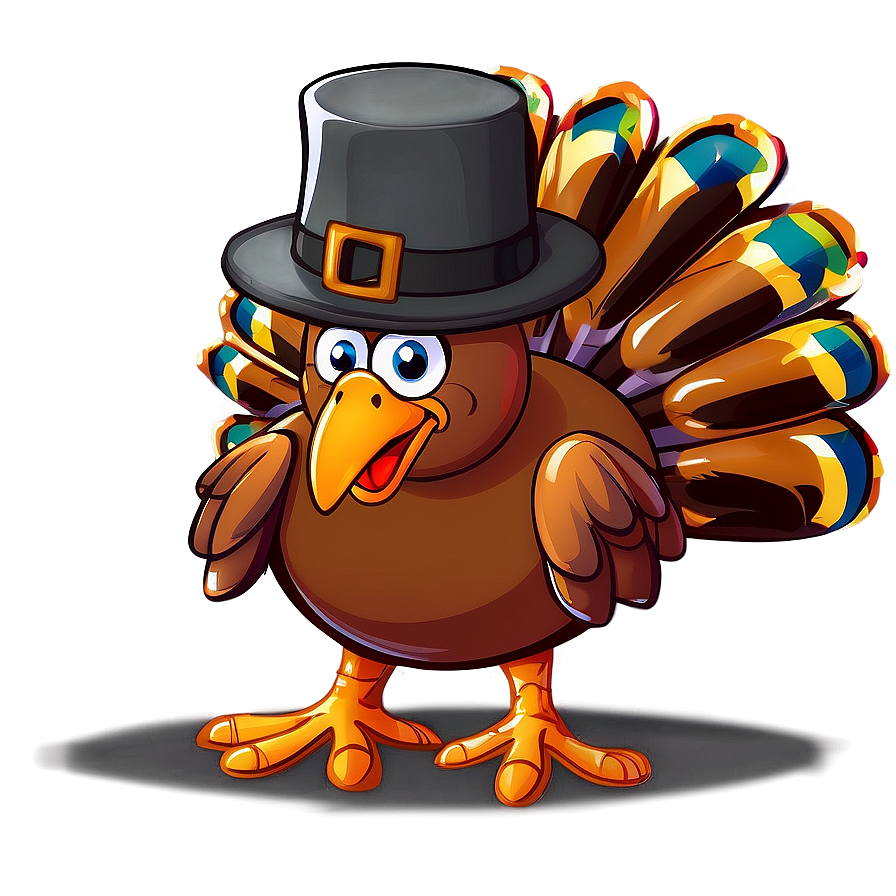 Cartoon Turkey With Pilgrim Hat Png 06262024