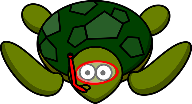 Cartoon Turtle Diving Illustration