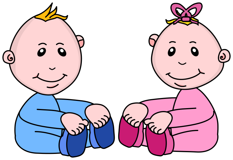 Cartoon Twin Babies Sitting