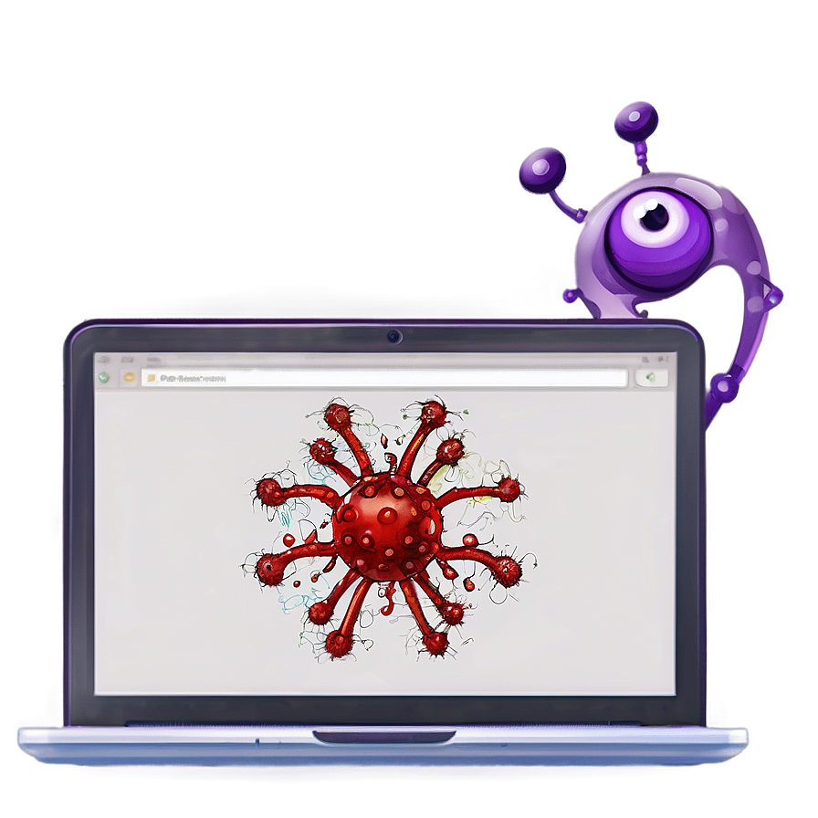 Cartoon Virus On Computer Png 96