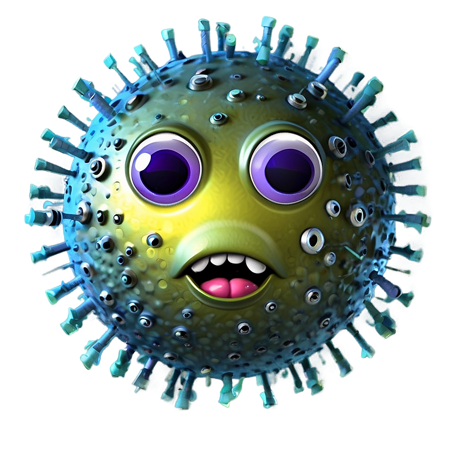 Cartoon Virus With Face Png 06282024