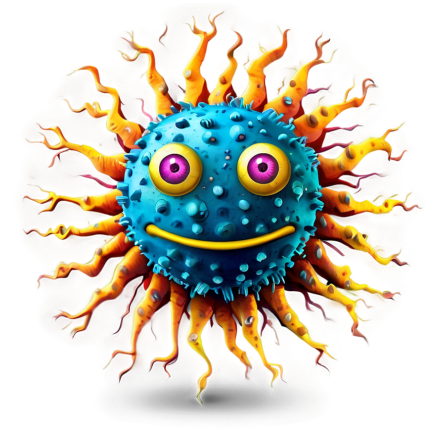 Cartoon Virus With Face Png 94