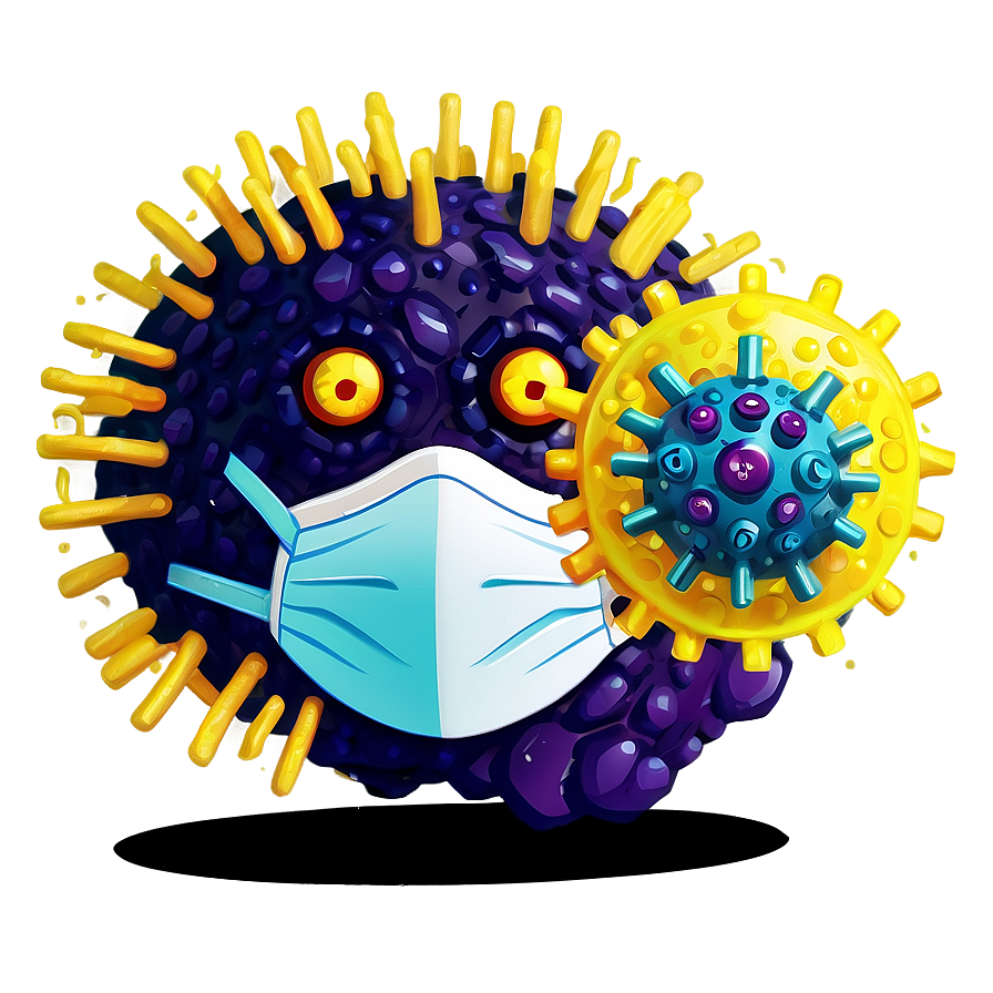 Cartoon Virus With Mask Png Twi65