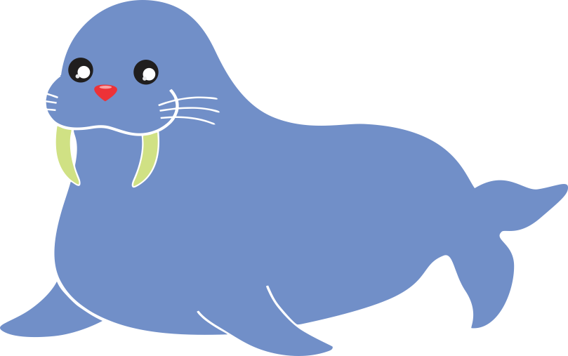 Cartoon Walrus Blue Background