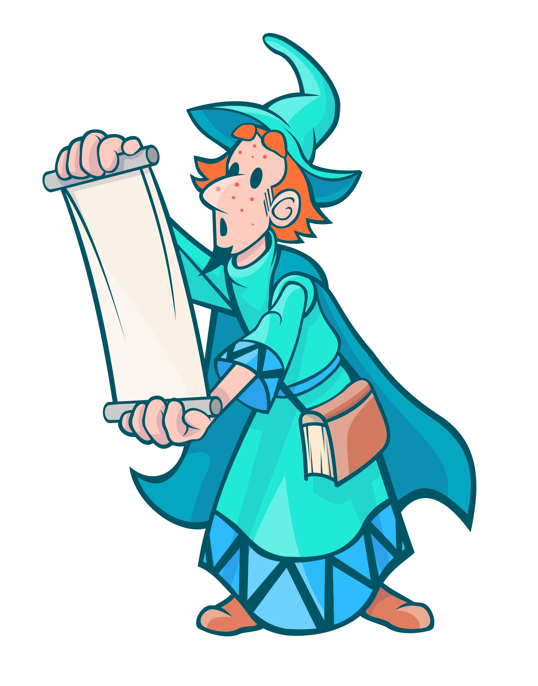 Cartoon Witch Reading Scroll