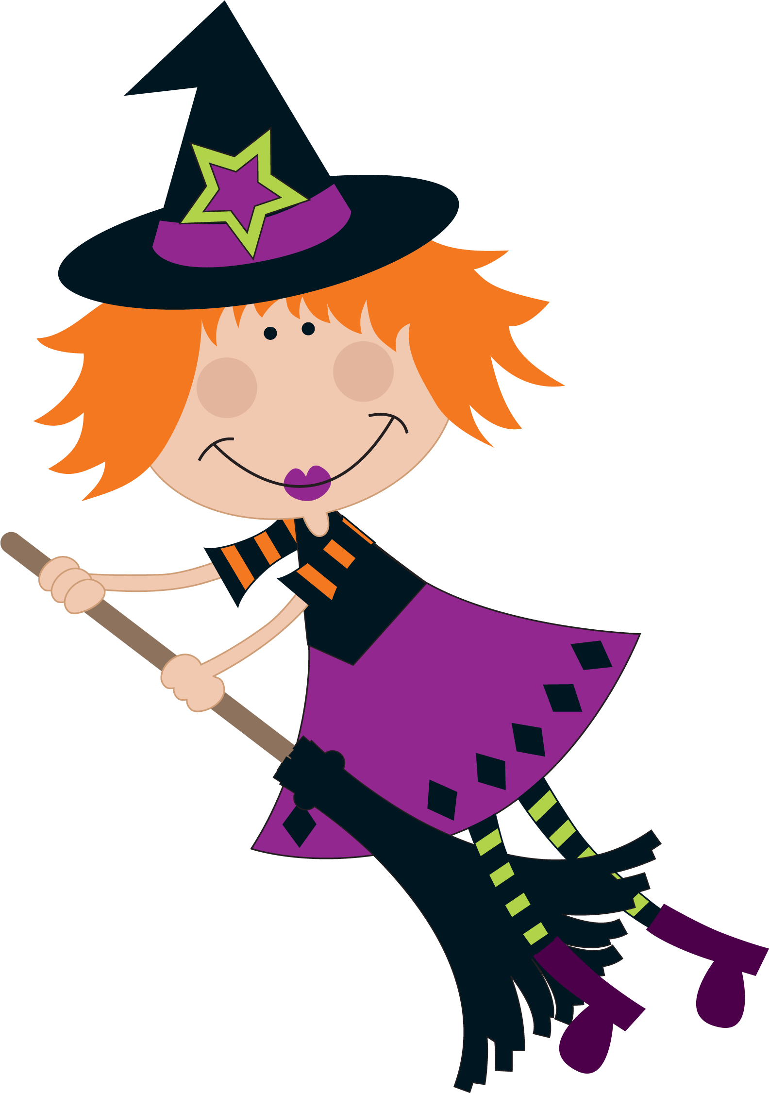 Cartoon Witchon Broomstick Clipart