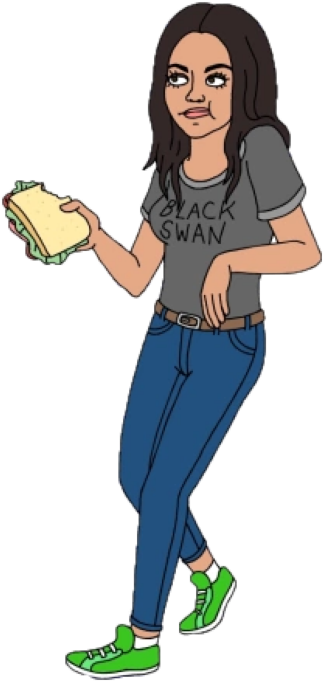 Cartoon Woman Holding Sandwich