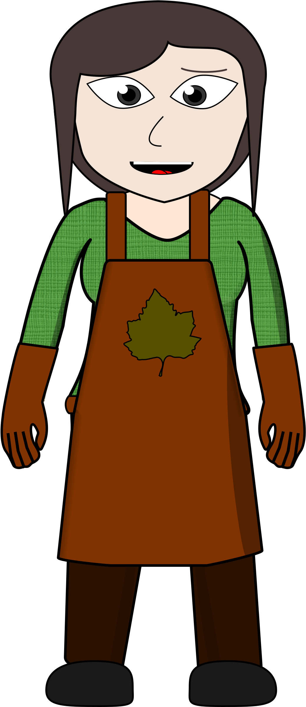 Cartoon Womanin Apronwith Leaf