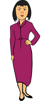 Cartoon Womanin Pink Dress