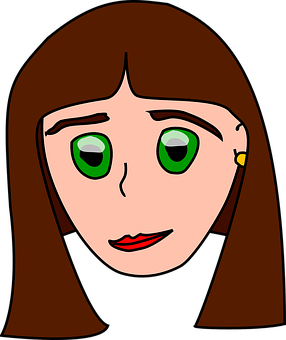 Cartoon Womanwith Brown Hairand Green Eyes