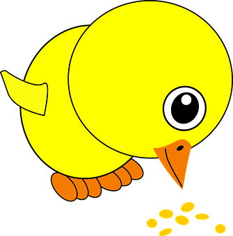 Cartoon Yellow Chick Feeding