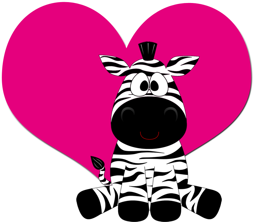 Cartoon Zebra Love Heart Background