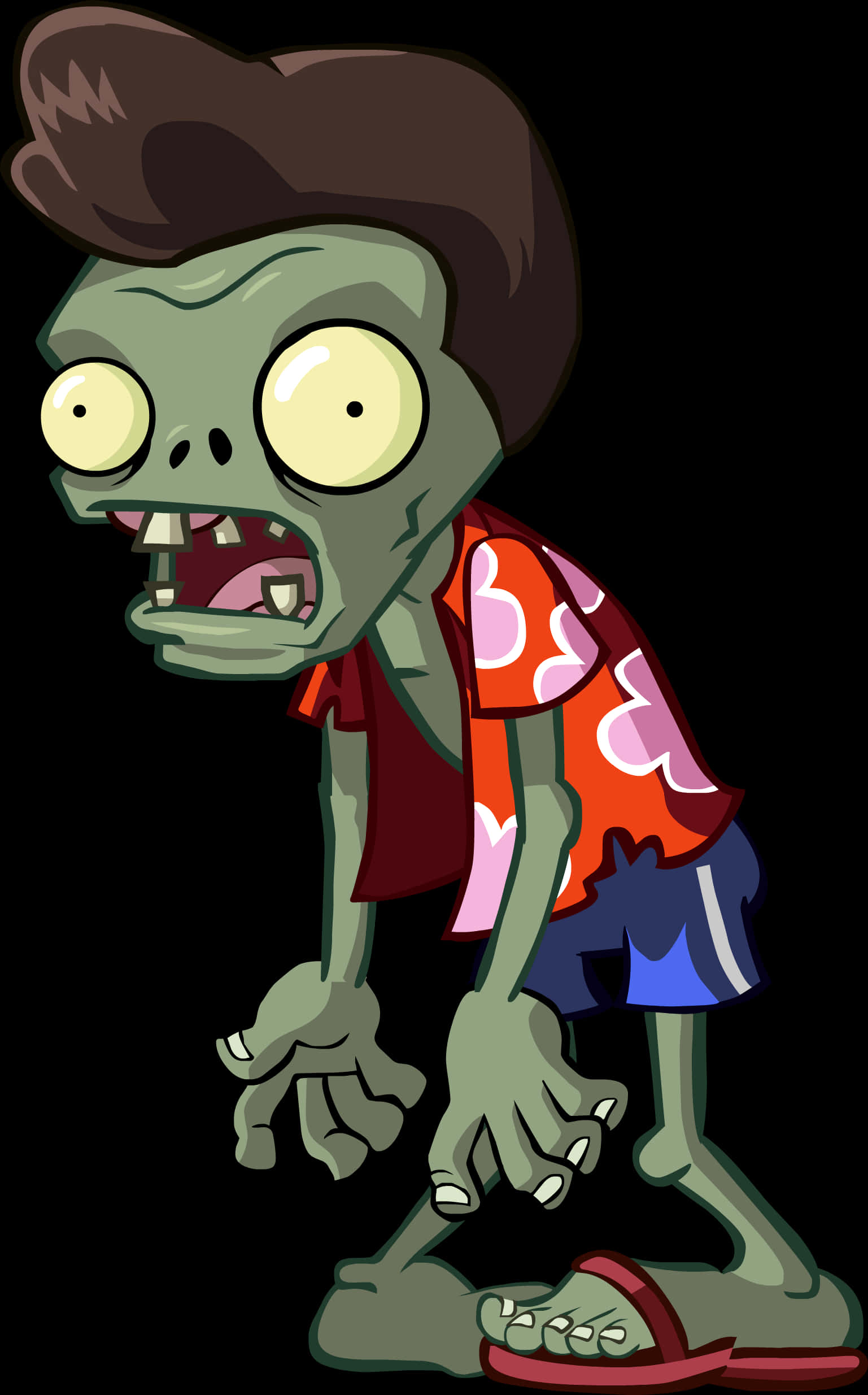 Cartoon Zombie Wearing Hawaiian Shirt