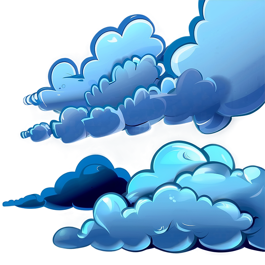 Cartoonish Blue Clouds Png 06202024