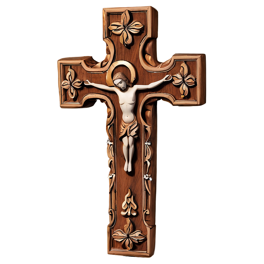 Carved Catholic Cross Showcase Png Xuc