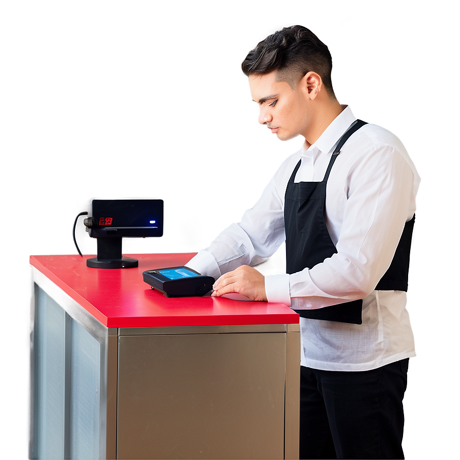 Cashier With Barcode Scanner Png Xkj60