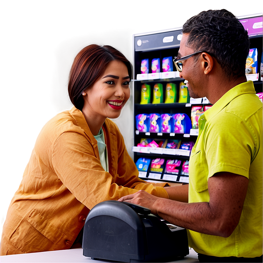 Cashier With Customers Png 06292024