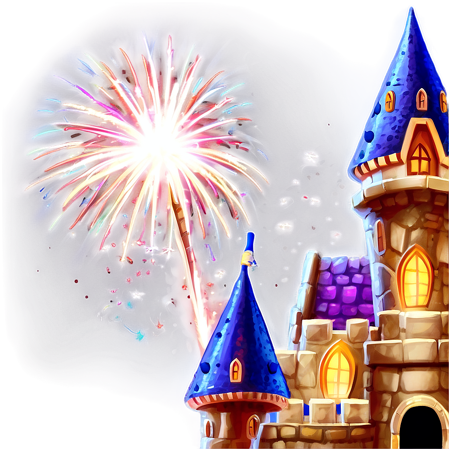 Castle With Fireworks Png 05032024