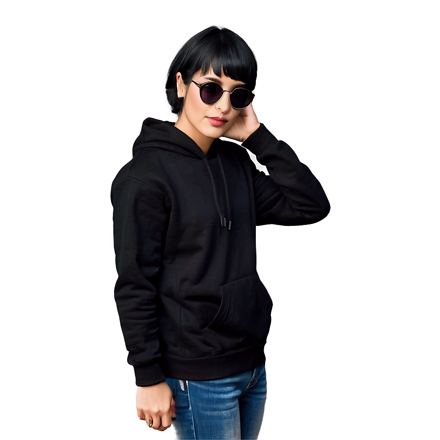 Casual Black Hoodie Png 05252024