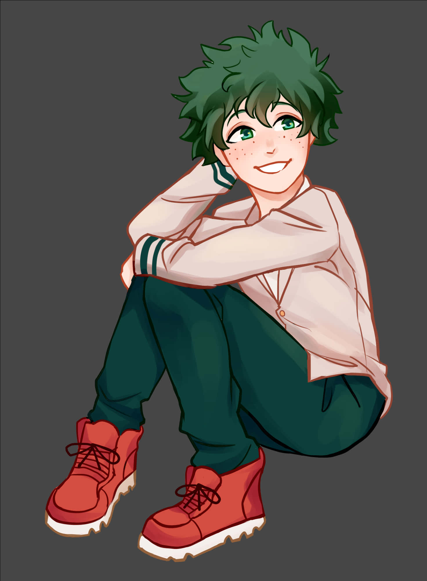 Casual Deku Sitting Illustration