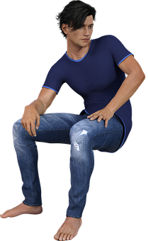 Casual Man Sitting Pose3 D Render