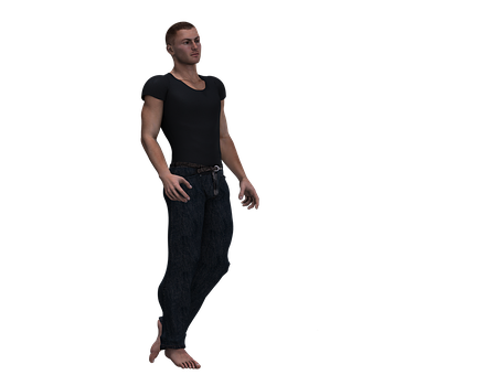 Casual Man Standing Against Black Background