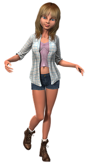 Casual Style3 D Animated Girl