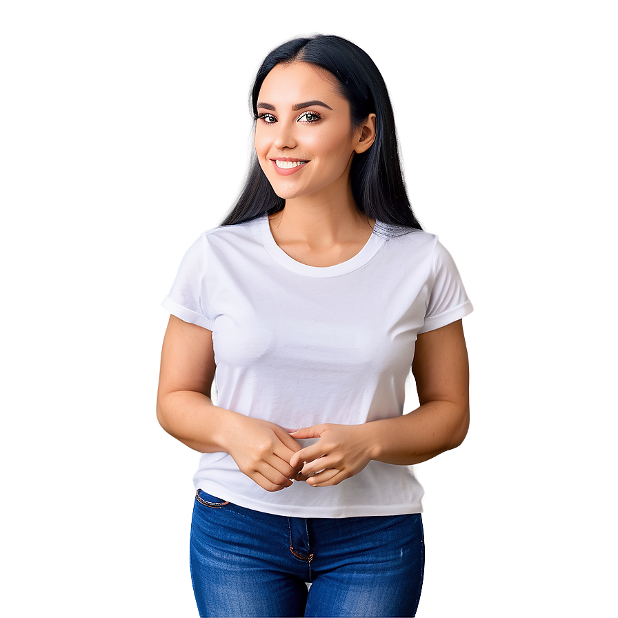 Casual White Tee Mockup For Designs Png Ffm74