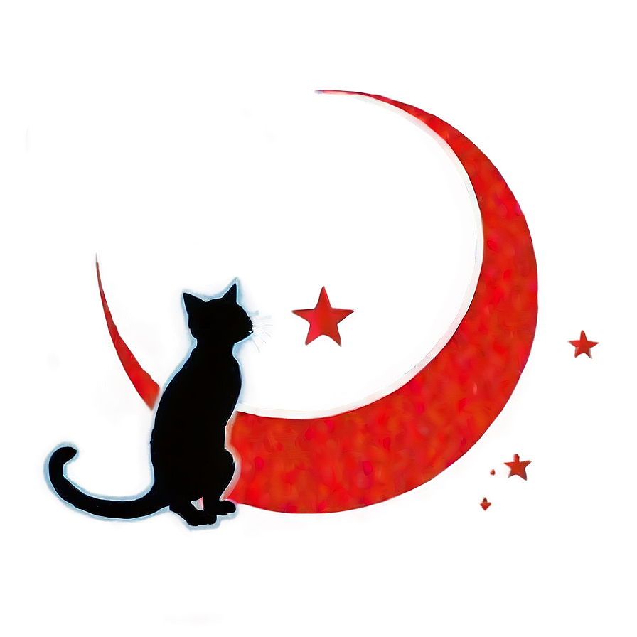 Cat And Moon Silhouette Png Dro