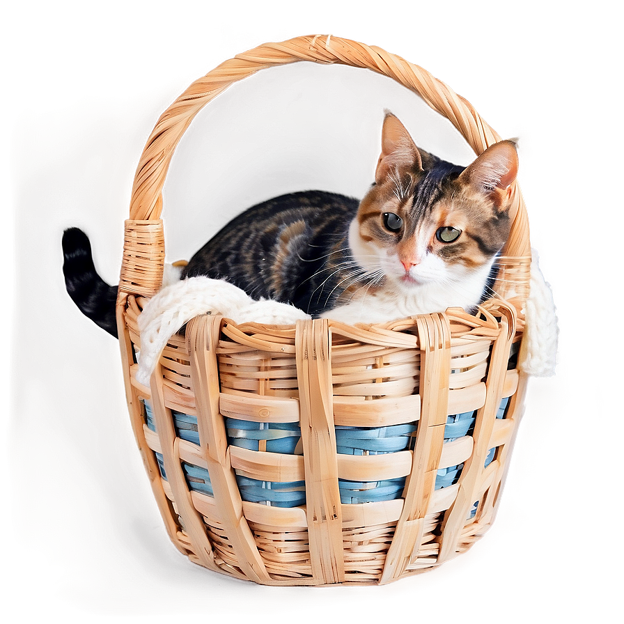 Cat In Basket Cozy Png D