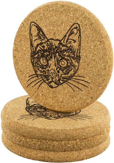 Cat Sketch Cork Coasters