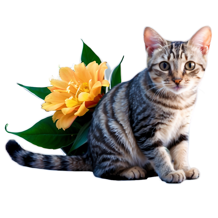 Cat With Flowers Picture Png 36