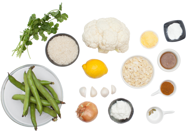 Cauliflower Recipe Ingredients Flatlay