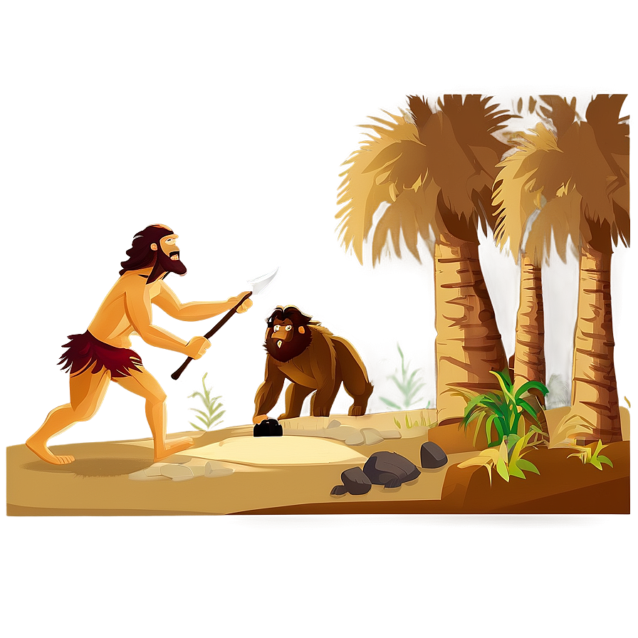 Caveman Hunting Scene Png Ent