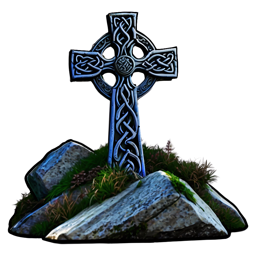 Celtic Cross On Mountain Peak Png Rgm75