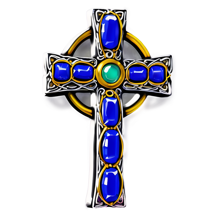 Celtic Cross With Gemstones Png 91