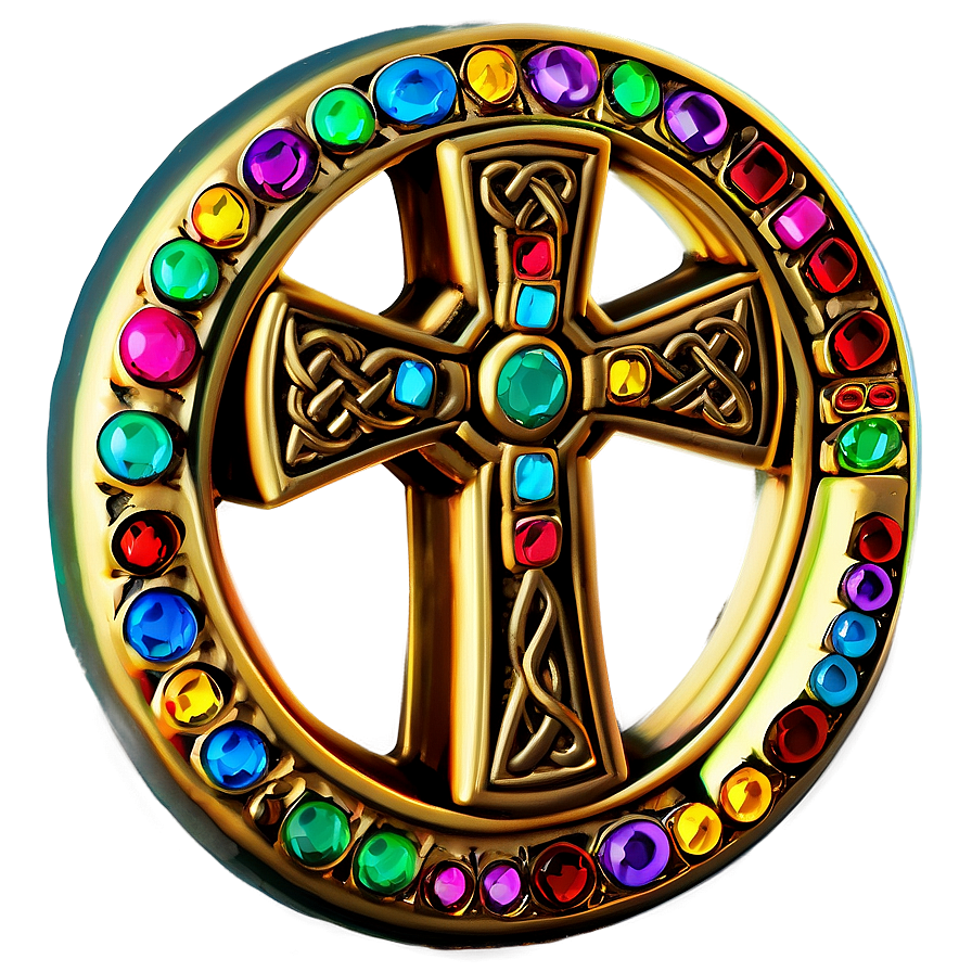 Celtic Cross With Gemstones Png Tli78